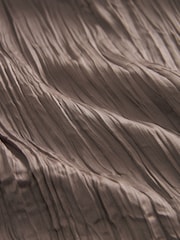 Brown Long Sleeve Crinkle Satin Mini Dress - Image 6 of 6