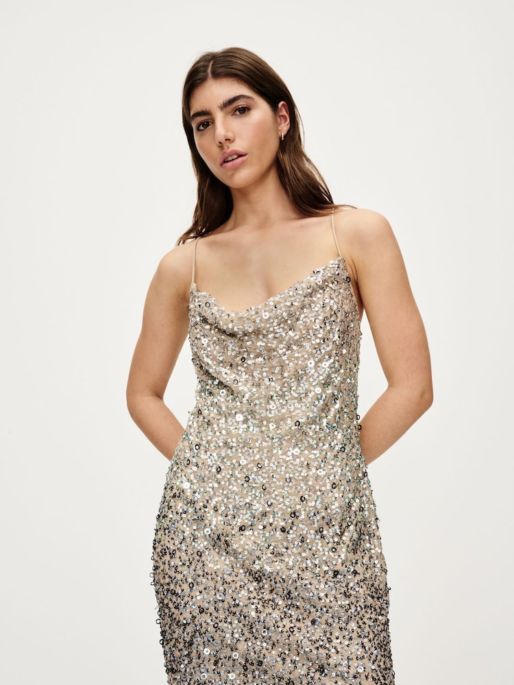 Ombre Mink Brown Mini Sequin Cami Dress - Image 3 of 7