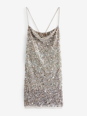 Ombre Mink Brown Mini Sequin Cami Dress - Image 6 of 7