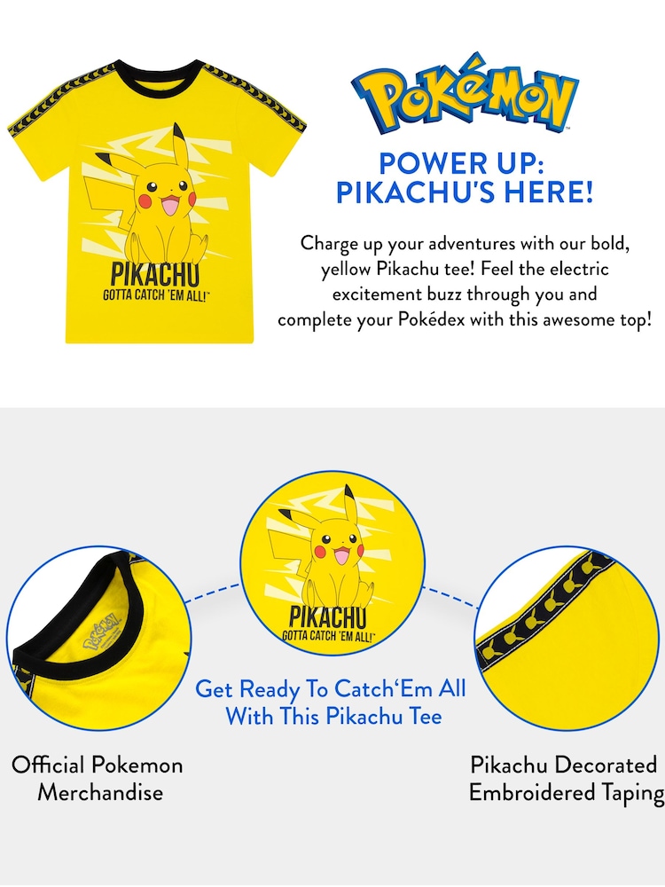 Character Yellow 100% Cotton Pokemon T-Shirt - Image 5 of 5