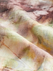 Neutral Tie Dye Flutter Sleeve High Neck Midi Dress - Image 6 of 6