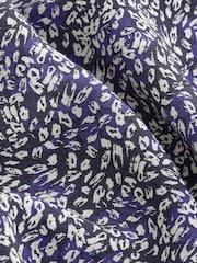 Navy Ditsy Print Flutter Sleeve High Neck Midi Dress - Image 5 of 5