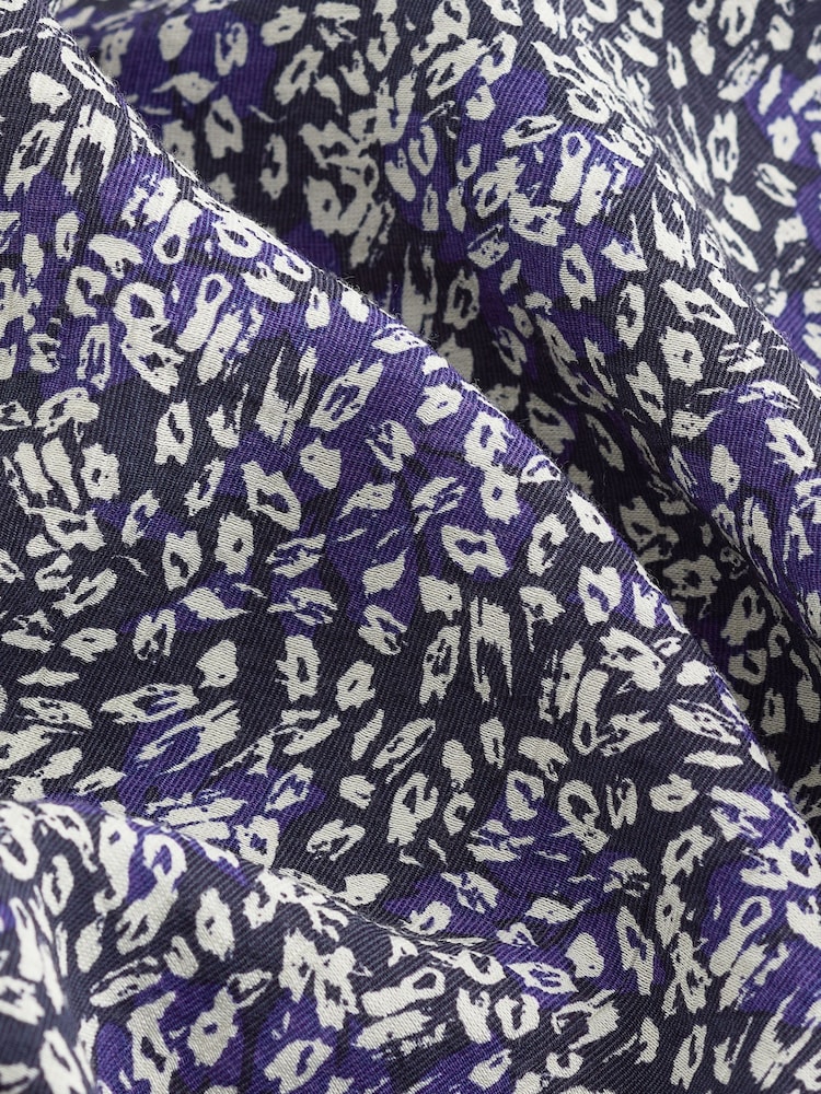 Navy Ditsy Print Flutter Sleeve High Neck Midi Dress - Image 5 of 5