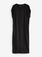 Black Short Sleeve Column T-shirt Midi Dress - Image 5 of 6