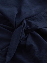 Navy Blue Twist Waist Short Sleeve Midi Dress - Image 6 of 6