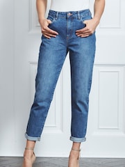 Sosandar Blue Denim Tall Slim Leg Mom Jeans - Image 2 of 5