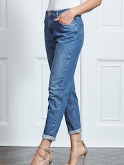 Sosandar Blue Denim Tall Slim Leg Mom Jeans - Image 4 of 5