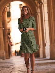 Sosandar Green Ruffle Hem Shift Dress - Image 1 of 4