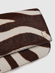 Reiss Mocha Dakota Zebra Calf Hair Baguette Bag - Image 7 of 8
