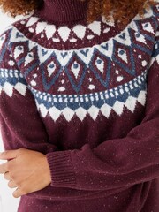 FatFace Purple Francis Fairisle Pattern Knitted Dress - Image 3 of 5