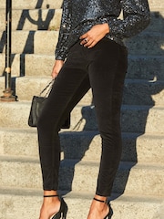 Sosandar Black Tall Velvet Skinny Jeans - Image 2 of 4