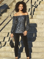 Sosandar Black Tall Velvet Skinny Jeans - Image 4 of 4