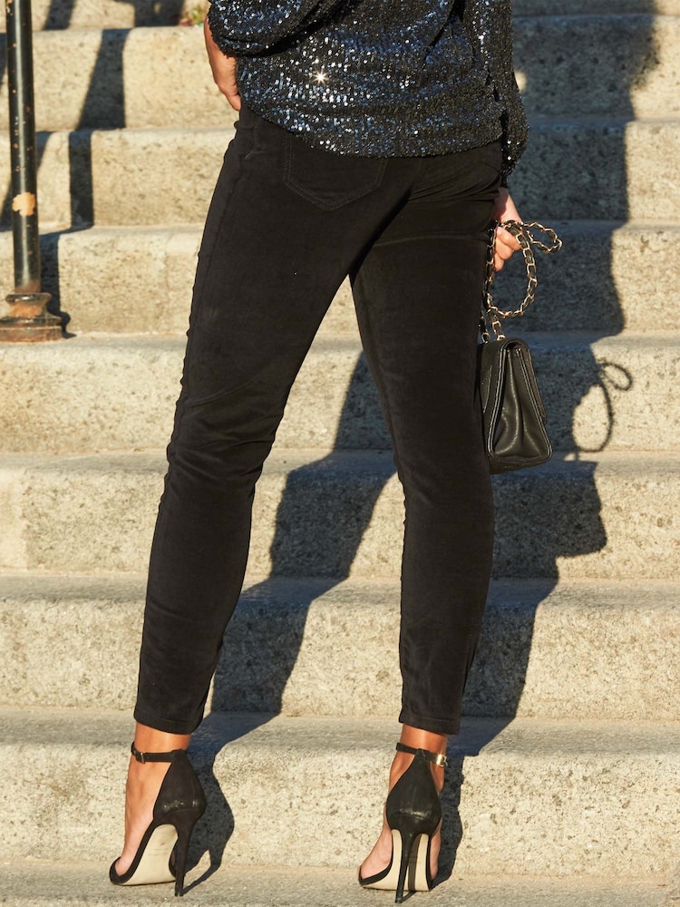 Zwart denim - Sosandar - Fluwelen skinny jeans in lange pasvorm - Image 3 of 4