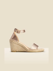 Sosandar Gold Poesy Sandal Weddge Espadrilles - Image 1 of 4