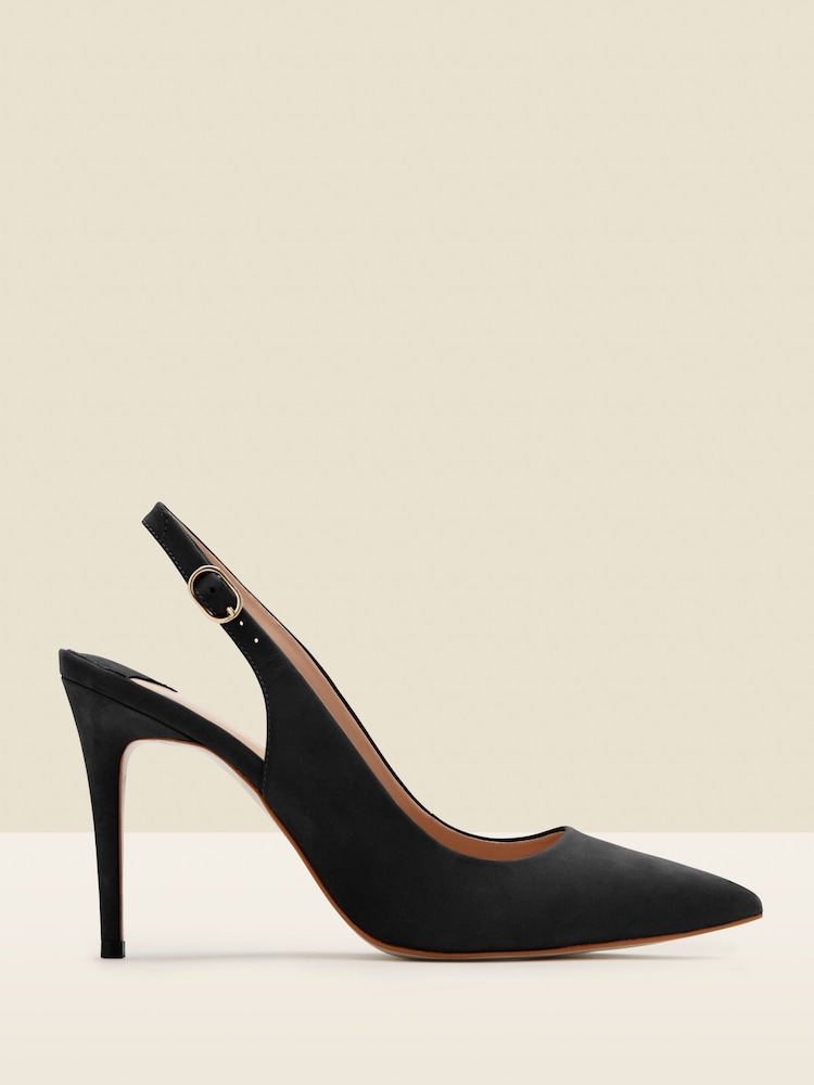 Sosandar Black Suede Slingback Court Shoes - Image 2 of 4