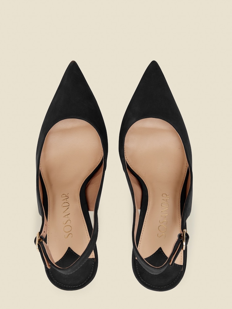 Sosandar Black Suede Slingback Court Shoes - Image 4 of 4