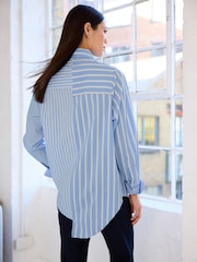Blue Asymetric Hem Stripe Shirt - Image 2 of 6