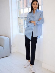Blue Asymetric Hem Stripe Shirt - Image 3 of 6