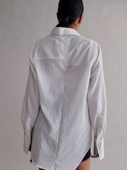 White Asymetric Hem Stripe Shirt - Image 2 of 5
