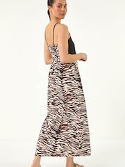 Roman Black Petite Animal Print Crochet Midi Dress - Image 3 of 5