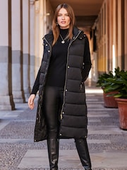 Sosandar Black Longline Padded Gilet - Image 3 of 5