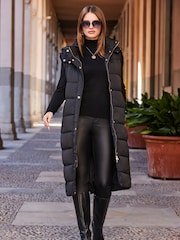 Sosandar Black Longline Padded Gilet - Image 4 of 5
