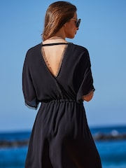 Sosandar Black Embroiderd Beach Kaftan - Image 3 of 6