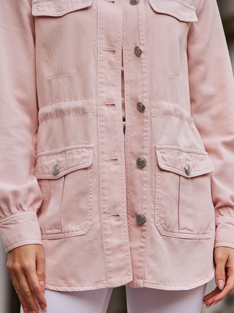Sosandar Pink Tencel Utility Jacket - Image 5 of 5