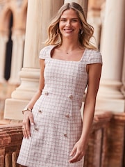 Sosandar Pink Boucle Shift Dress - Image 1 of 5