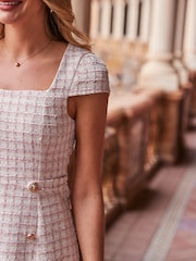 Sosandar Pink Boucle Shift Dress - Image 5 of 5