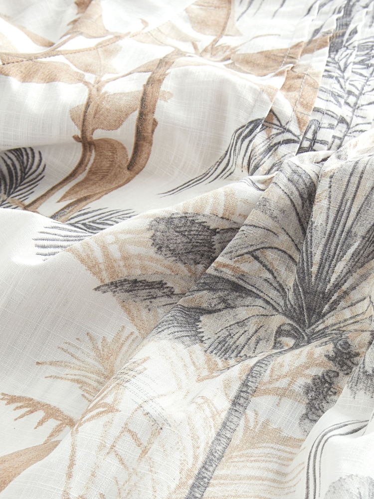 Ecru Palm Print Short Sleeve Pleat Front Blouse - Image 6 of 6 Ecru Palm Print Short Sleeve Pleat Front Blouse - Image 6 of 6