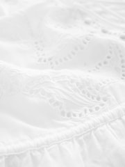 White White Tie Front Embroidered Short Sleeve Blouse - Image 7 of 7