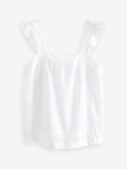 White Broderie Frill Sleeve Embroidered Cami Top - Image 5 of 6