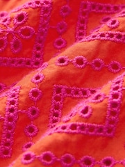 Pink/Orange Broderie Frill Sleeve Embroidered Cami Top - Image 2 of 6
