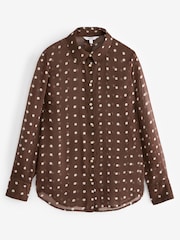 Brown/White Polka Dot Sheer Long Sleeve Shirt - Image 6 of 7