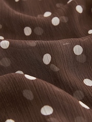 Brown/White Polka Dot Sheer Long Sleeve Shirt - Image 7 of 7