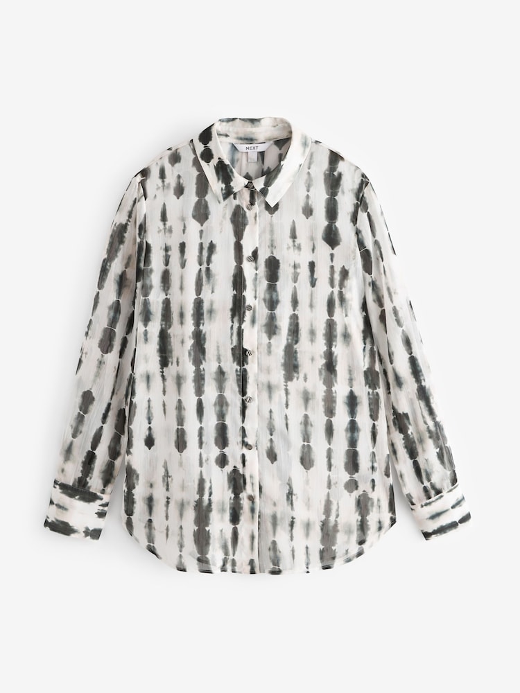 Ecru Tie Dye - Prześwitująca koszula z długim rękawem - Image 5 of 6