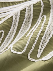 Khaki Green Long Sleeve Embroidered Palm Print Shirt - Image 6 of 6