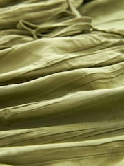 Green Tie Front Tiered Textured Short Sleeve Blouse - Image 6 of 6