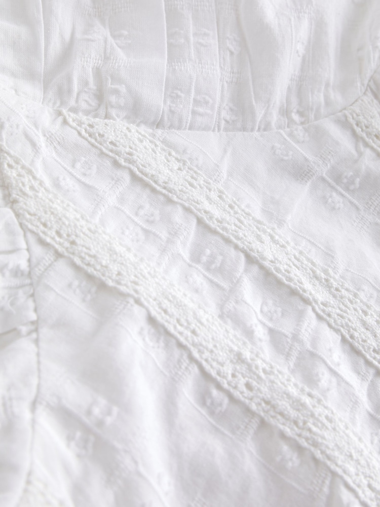 White Tie Side Puff Long Sleeve Crop Blouse - Image 6 of 6