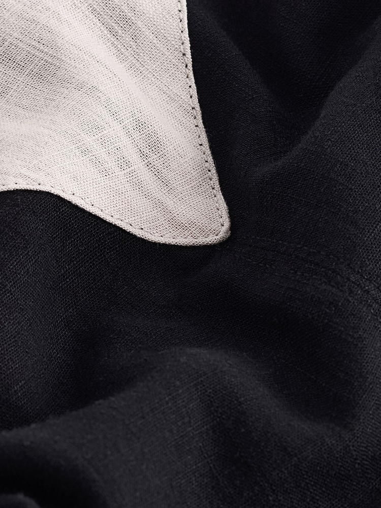 Black Linen Blend Hanky Hem Midi Dress - Image 2 of 6