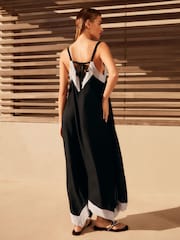 Black Linen Blend Hanky Hem Midi Dress - Image 6 of 6
