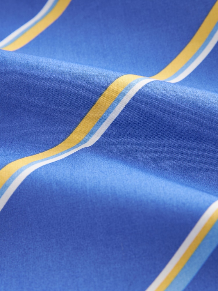 Blue/White Stripe Cotton Poplin Notchneck Puff Sleeve Maxi Dress - Image 6 of 6