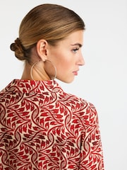 Red/Ecru Leaf Print - Image 4 of 6