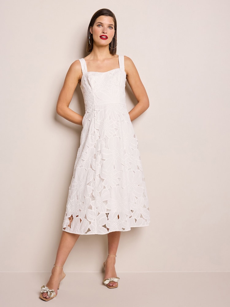 White Floral Lace Dress - Image 1 of 6