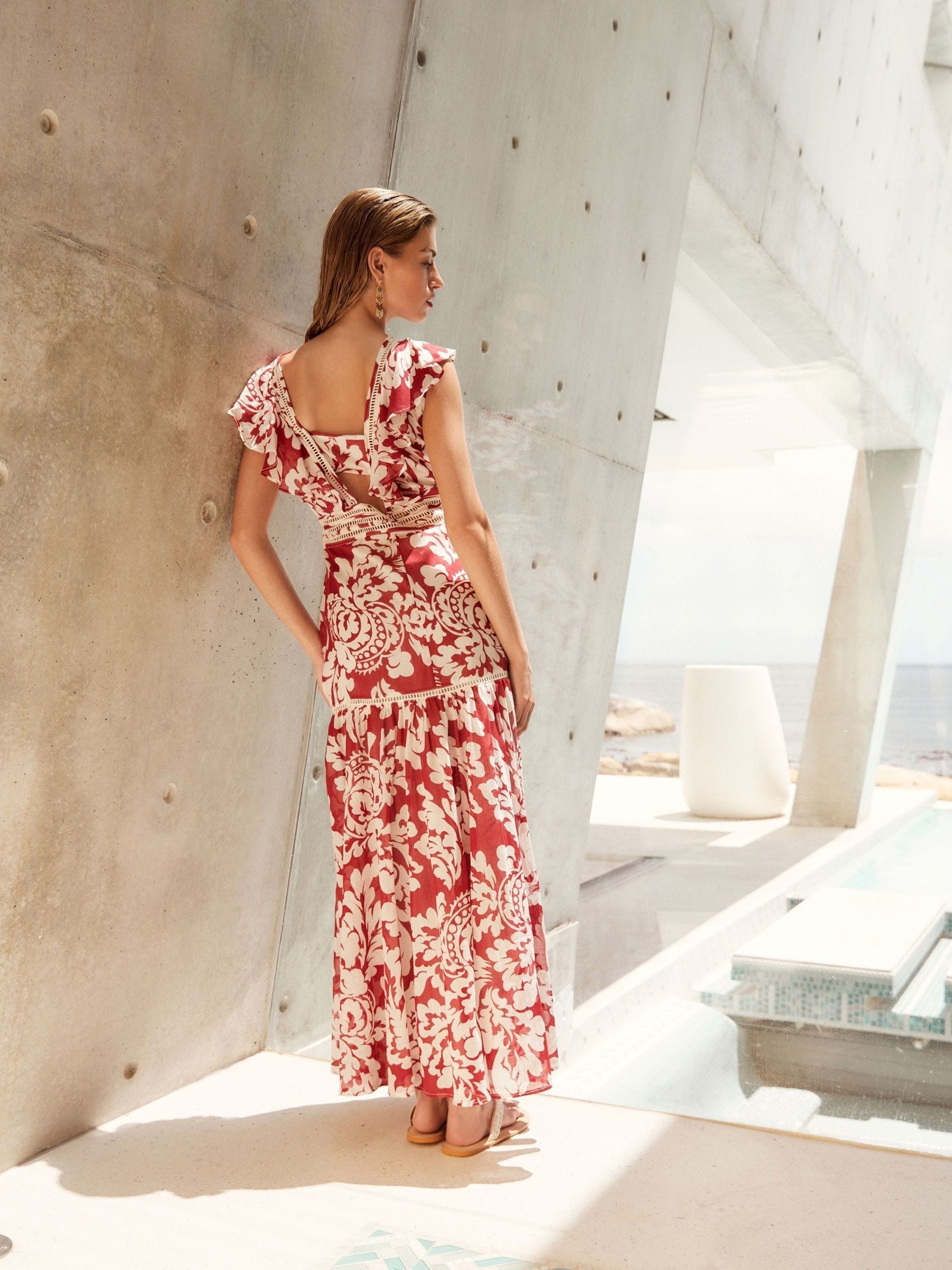 Red and white maxi dress outlet