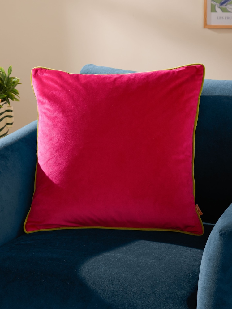 Furn Pink Meridian Velvet 45cm X 45cm Cushion Cover - Image 1 of 5