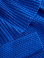 Cobalt Blue Knitted Ribbed Long Sleeve Cape Layer Jumper - Image 7 of 7