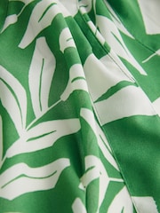 Khaki Green and White Leaf Print Mini Belted Shirt Dress - Image 6 of 6