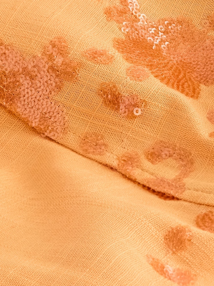 Orange - Bandeau-Minikleid aus Leinenmischung mit Pailletten - Bild 6 von 6 Orange - Bandeau-Minikleid aus Leinenmischung mit Pailletten - Bild 6 von 6